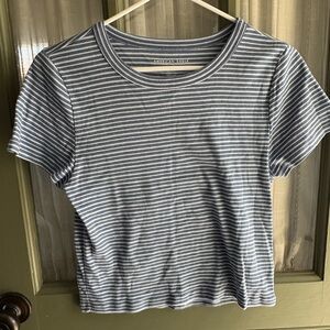 American Eagle Striped Blue and White T-Shirt